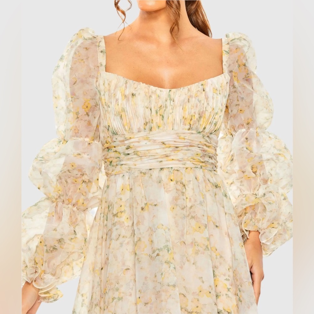 Mac duggal yellow floral dress